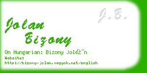 jolan bizony business card